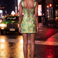 Elegant Sequin Floral Butterfly Embroidered Straps Ruched Bodycon Mini Homecoming Dress DP8667