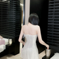 Elegant Sequin Strapless Feather Trim A-Line Homecoming Dress DP8809