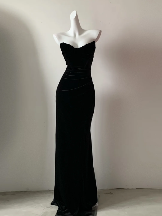 Royal Blue Sweetheart Mermaid Velvet Long Formal Prom Dress Evening Dress, DP5060