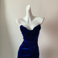 Royal Blue Sweetheart Mermaid Velvet Long Formal Prom Dress Evening Dress, DP5060