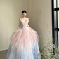 Elegant Sweetheart Ombre A-Line Tulle Party Dress Birthday Outfits Senior Prom Dress, DP5051