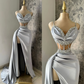 Light Purple Sweetheart Beads Satin Sheath Long Prom Dress Evening Gown, DP4111