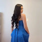 Shiny Royal Blue Straps A-Line Long Formal Prom Dress, DP4266