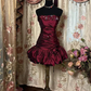 Wine Red Strapless Sheath Satin Vintage Cocktail Dress Mini Party Dress, DP4267