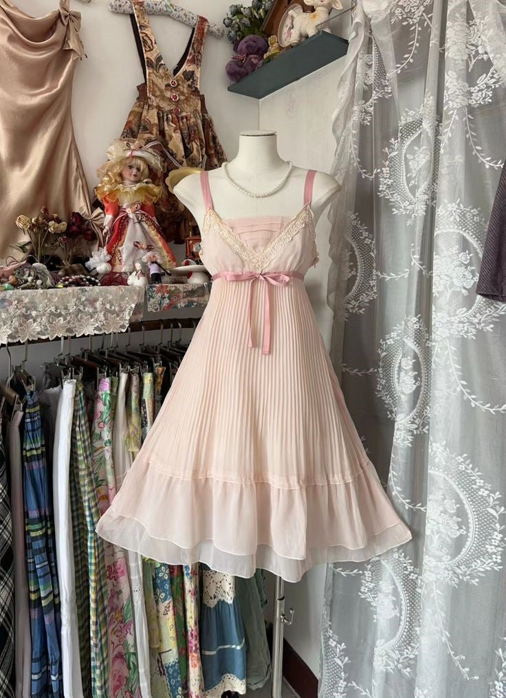 Pink Straps A-Line Chiffon Homecoming Dress Mini Birthday Outfit, DP4322