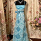 Blue Straps A-Line Lace Satin Vintage Long Party Dress, DP4328