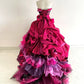 Hot Pink Strapless A-Line Satin Tulle Evening Ball Gown Birthday Gown, DP4335