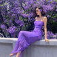 Purple Spaghetti Straps Sequins Mermaid Long Party Dress, DP4345