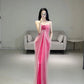 Pink Sweetheart Velvet Mermaid Long Party Dress Birthday Outfits, DP4346