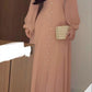 Rose Pink Long Sleeves A-Line Chiffon Long Formal Party Dress, DP4360