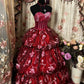 Wine Red Sweetheart A-Line Sequins Tulle Long Evening Dress Ball Gown, DP4373