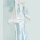 Light Blue Spaghetti Straps Sheath Long Party Dress Birthday Outfit, DP4384