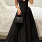 Elegant Halter Neck A-Line Black Long Party Dress Evening Dress, DP4405