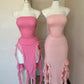 Pink Strapless Sheath Ruffles Long Party Dress Wedding Guest Dress, DP4421