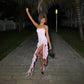 Light Pink Strapless Sheath Ruffles Long Party Dress Wedding Guest Dress, DP4424