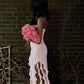 Light Pink Strapless Sheath Ruffles Long Party Dress Wedding Guest Dress, DP4424