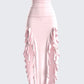 Light Pink Strapless Sheath Ruffles Long Party Dress Wedding Guest Dress, DP4424