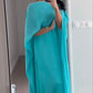 Elegant Blue Off Shoulder Sheath Satin Long Evening Party Dress, DP4428