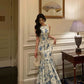 Elegant Printed Sleeveless Vintage Long Party Dress Evening Dress, DP4444