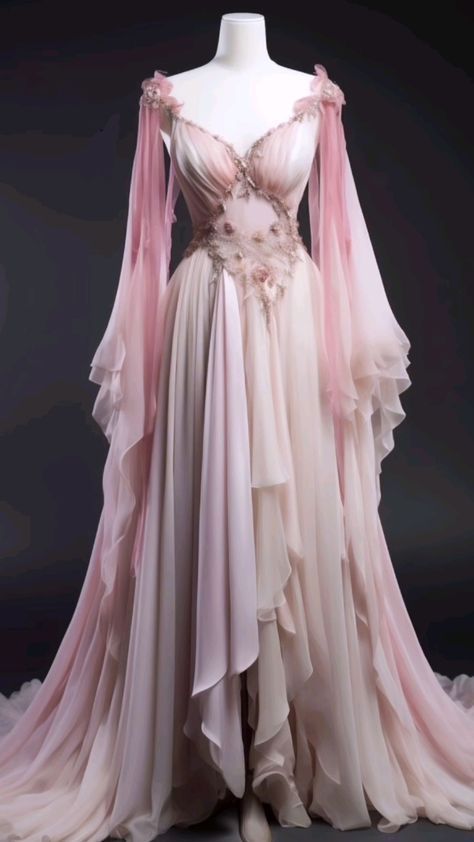 Gorgeous Pink A-Line Ruffles Chiffon Retro Long Formal Evening Party Dress, DP4446