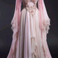 Gorgeous Pink A-Line Ruffles Chiffon Retro Long Formal Evening Party Dress, DP4446