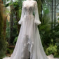 Stunning White Long Sleeves A-Line Long Formal Evening Party Dress, DP4451