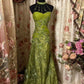 Vintage Halter Sheath Satin Lace Appliques Long Evening Party Dress, DP4467