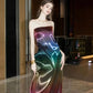 Colorful Strapless A-Line Unique Long Party Dress Birthday Outfits, DP4479