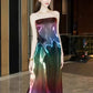 Colorful Strapless A-Line Unique Long Party Dress Birthday Outfits, DP4479