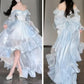 Light Blue Sweetheart A-Line Off Shoulder Long Party Dress Birthday Dress, DP4484