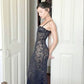 Navy Blue Spaghetti Straps Mermaid Lace Sexy Long Party Dress Birthday Dress, DP4486