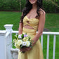 Blue Strapless A-Line Satin Long Party Dress Simple Wedding Guest Dress, DP4487