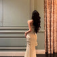 Elegant Ivory Spaghetti Straps Mermaid Long Party Dress Evening Dress, DP4498