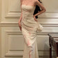 Elegant Ivory Spaghetti Straps Mermaid Long Party Dress Evening Dress, DP4498