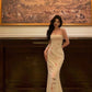 Elegant Ivory Spaghetti Straps Mermaid Long Party Dress Evening Dress, DP4498