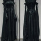 Vintage Dark Blue Halter Neck A-Line Velvet Long Formal Prom Dress Evening Dress, DP5421