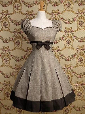 Retro Khaki A-Line Bowdot Short Party Dress Vintage Homecoming Dress, DP5425