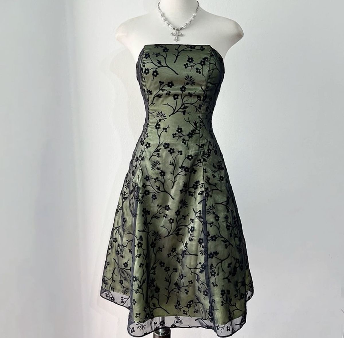 Green Strapless A-Line Tulle Short Party Dress Vintage Homecoming Dress, DP4528