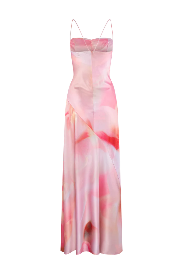 Pink Straps Sheath Satin Ombre Long Party Dress Wedding Guest Dress, DP4531