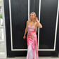 Pink Straps Sheath Satin Ombre Long Party Dress Wedding Guest Dress, DP4531