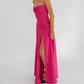 Hot Pink Straps Sheath Satin Simple Long Party Dress Wedding Guest Dress, DP4532