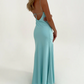 Yellow Straps Sheath Satin Simple Long Party Dress Wedding Guest Dress, DP4534