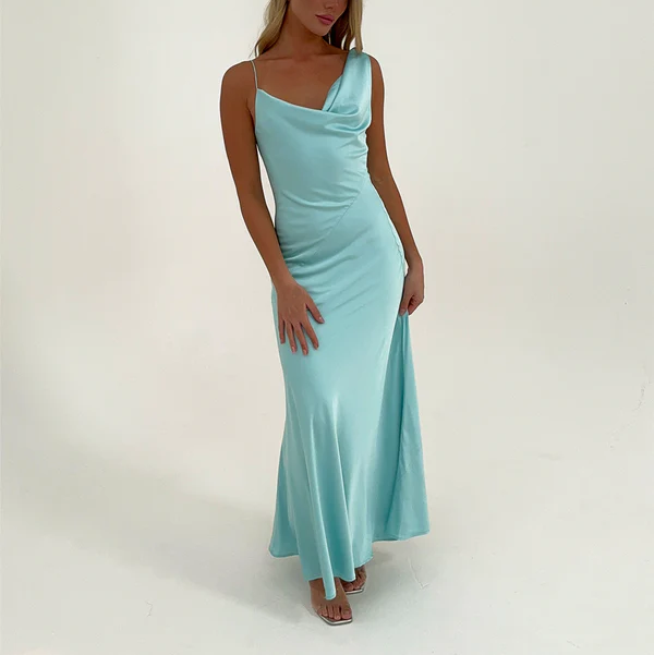 Yellow Straps Sheath Satin Simple Long Party Dress Wedding Guest Dress, DP4534