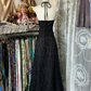 Black V Neck Halter Ruffles Vintage Long Party Dress Formal Evening Gown, DP4546