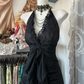 Black V Neck Halter Ruffles Vintage Long Party Dress Formal Evening Gown, DP4546