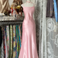 Pink Straps Embroidery Mermaid Vintage Long Party Dress Formal Evening Gown, DP4550