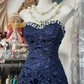 Navy Blue Sweetheart Mermaid Vintage Long Party Dress Formal Evening Gown, DP4554