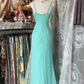 Tiffany Blue Straps Mermaid Vintage Long Party Dress Formal Evening Gown, DP4555