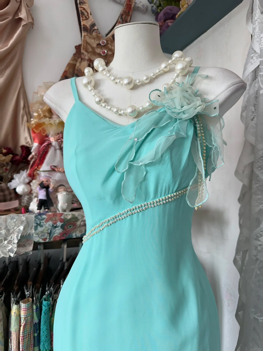 Tiffany Blue Straps Mermaid Vintage Long Party Dress Formal Evening Gown, DP4555