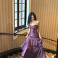 Dark Purple Spaghetti Straps A-Line Chiffon Long Prom Dress Evening Gown, DP4566